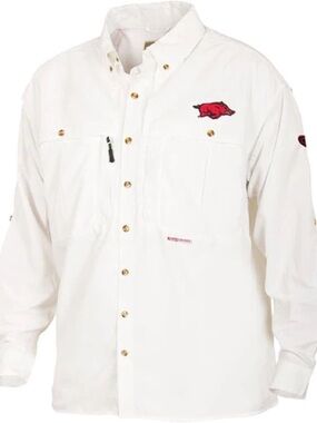 Arkansas Razorbacks Drake White Waterfowl Wingshooter Long Sleeve Shirt Sz L GUC